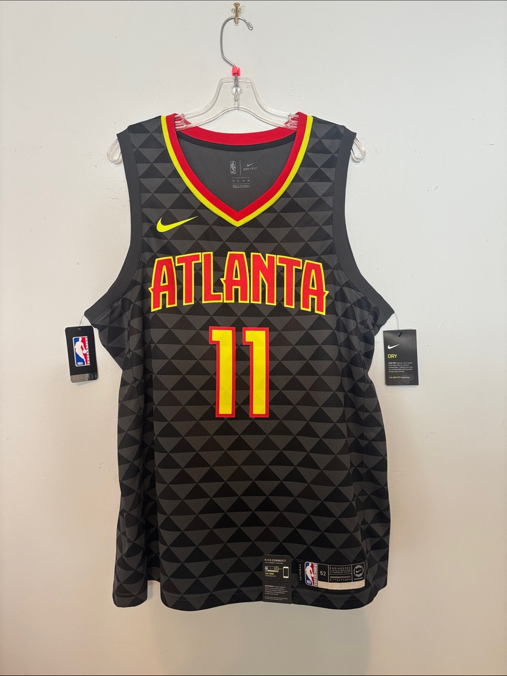 Nike Black Atlanta Hawks #11 Jersey with Red and Yellow Trim